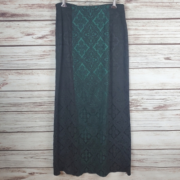 Morbid Threads Med Vtg Y2K Green/Black Brocade Corset Top & Maxi Skirt 2-pc Set - Picture 8 of 16